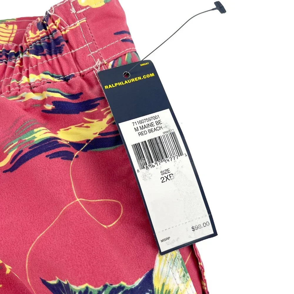 POLO RALPH LAUREN Swim Trunk Men Short Floral Fish Hawaiian Board 2X 2XB XXL 2XL